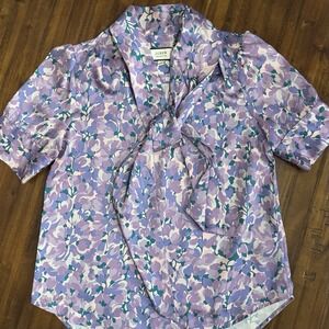 J.Crew Collection Tie-Neck Top in Ratti® Lilac Collage Print Size Small